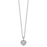 Sophia Jewelers Rhodium-Plated Sterling Silver Heart Necklace with 40 CZ Stones